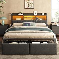 Furnulem Queen Bed Frame with Storage