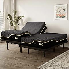EGOHOME Adjustable Bed Frame with Memory Foam Mattress