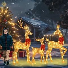 Gold Lighted Reindeer Set with Warm LEDs