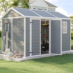 LUXOAK Outdoor Resin Storage Shed Grey