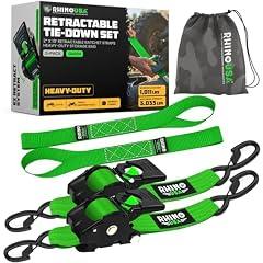 Rhino USA Retractable Ratchet Straps, Green