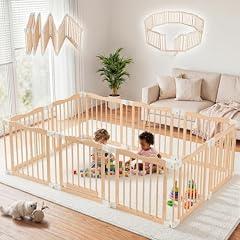 BlueWood Adjustable Foldable Wooden Playpen