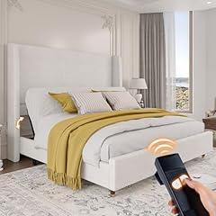 Jocisland Queen Adjustable Bed Frame with Headboard