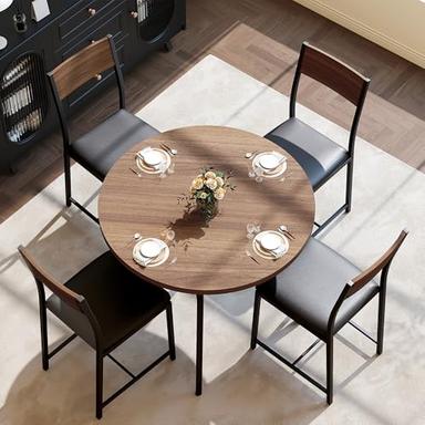 round dining table and chairs