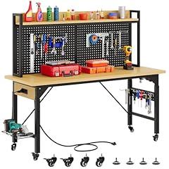 DWVO Adjustable 60" Workbench with Pegboard
