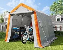 AMERLIFE 8x10x8 FT Heavy Duty Portable Shed Storage Shelter, Outdoor Storage Shed with 4 Waterproof Windows & Roll-Up Zipper Door, Carport for Motorcycle, Bike, Gray