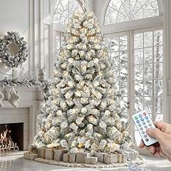 YITAHOME 9ft Prelit Snow Flocked Christmas Tree