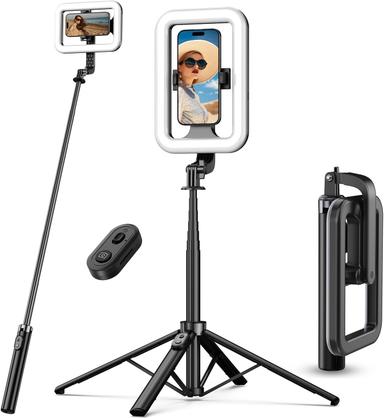 selfie stick with light