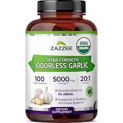 Zazzee Organic Odorless Garlic Extract Supplement