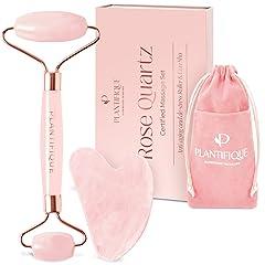 Plantifique Rose Quartz Facial Roller and Gua Sha