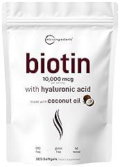 Micro Ingredients Biotin 10,000mcg with Hyaluronic Acid 25mg