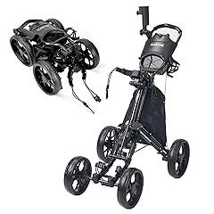 FLAGTAG 4-Wheel Folding Golf Push Cart