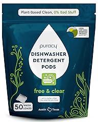 Puracy Natural Dishwasher Pods, Free & Clear 50 Count