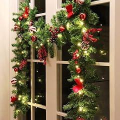 MorTime LED Christmas Garland with Pinecones