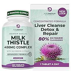 PurePremium Supplements Milk Thistle 450MG Liver Support 120 Tablets
