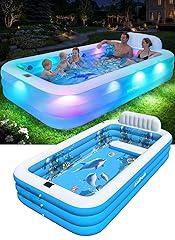 AixPool Extra Large Inflatable Pool with Lights