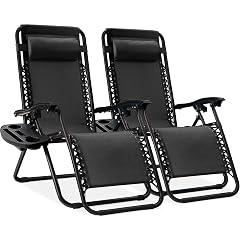 Adjustable Steel Mesh Zero Gravity Lounge Chairs - Black