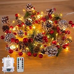 Christmas Pine Lighted Garland, 9.8 Ft 60 LEDs